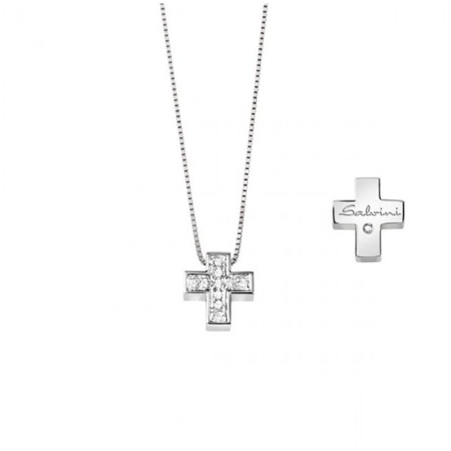 Salvini small cross necklace with diamonds - 20067604