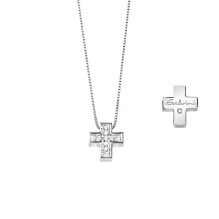 Salvini small cross necklace with diamonds - 20067604
