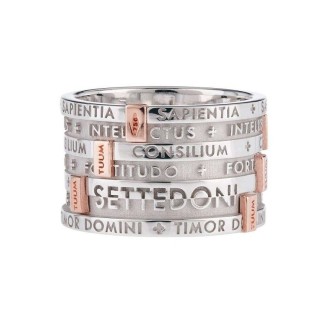 Anello TUUM SETTEDONI argento rodiato ed oro fascia larga