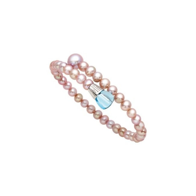 Mimì Lollipop lila Perlen-Armband mit blauem Topas und blauem Saphir