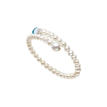 Bracciale Mimì Lollipop perle bianche con topazio blu e zaffiro giallo