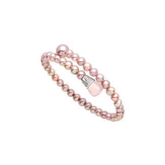 Bracciale Mimì Lollipop perle viola con quarzo rosa e zaffiro viola