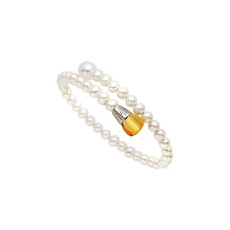 Mimì Lollipop white pearls bracelet with citrine quartz and violet sapphire