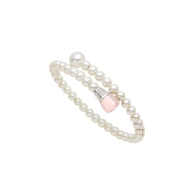 Mimì Lollipop bracelet white pearls with rose quartz and sapphire
