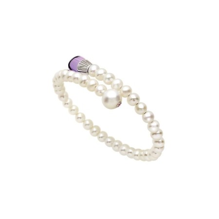 Mimì Lollipop Armband weiße Perlen mit Amethyst und rosa Saphir