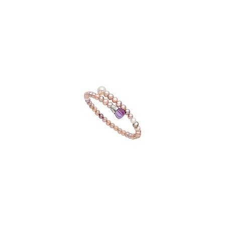 Bracciale Mimì Lollipop perle multicolor con ametista e zaffiro viola