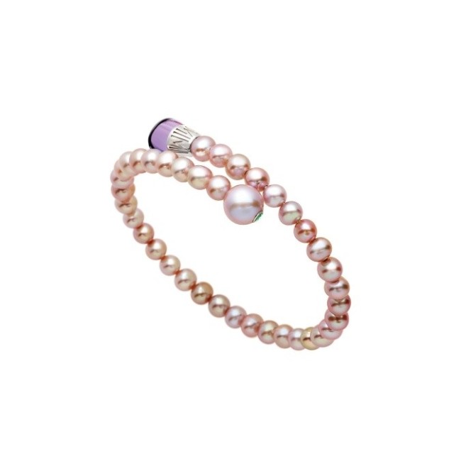 Bracciale Mimì Lollipop perle viola con ametista e Tsavorite