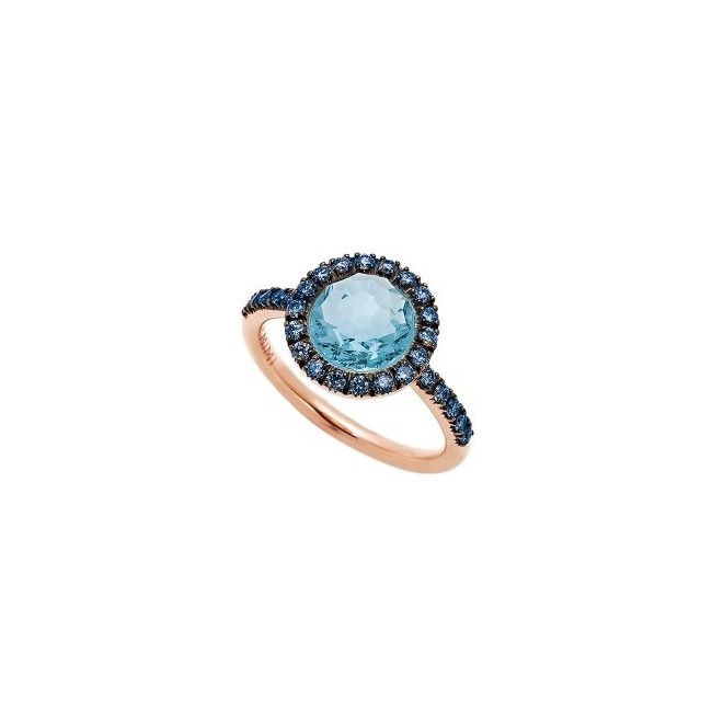 Mimi-Ring Glückliches Roségold mit blauem Saphir und blauem Topas-Stamm
