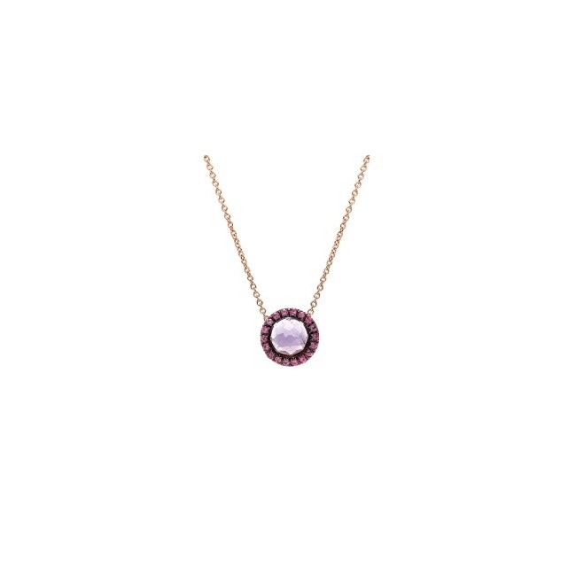 Mimì Happy Roségold-Halskette mit Amethyst und Pavé aus rosa Saphiren