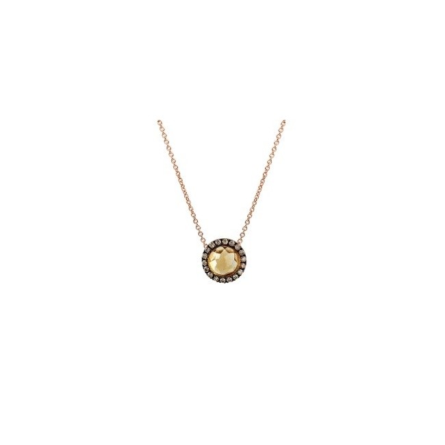 Mimì Happy rose gold necklace with diamonds pavé and central citrine