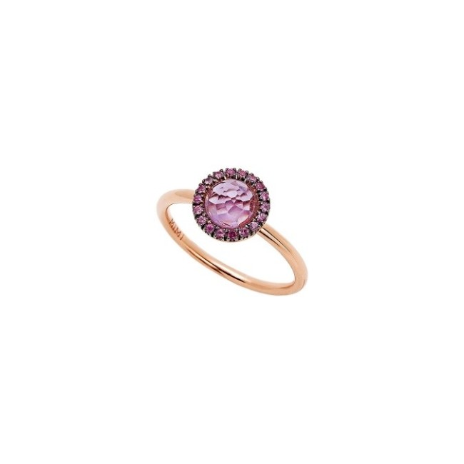 Anello Mimì Happy oro rosa con pavè di zaffiri rosa ed ametista