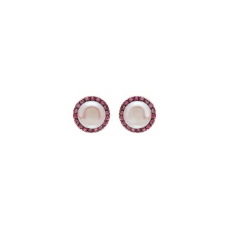 Mimì Happy rose gold earrings with purple pearl and pink sapphires