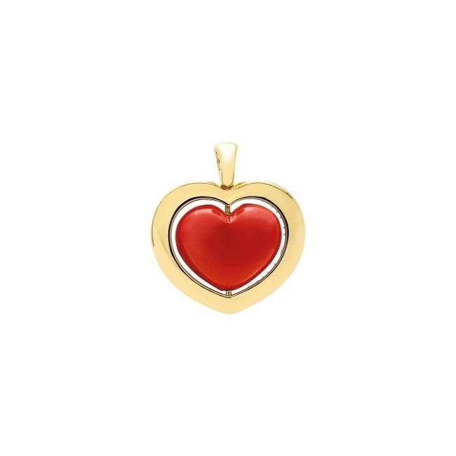 Heart pendant Romeo and Juliet gold and coral paste collection