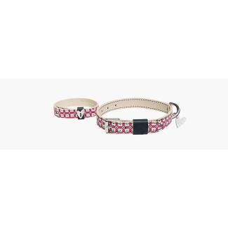 Couple dog collar and armband keep me heart and flowers