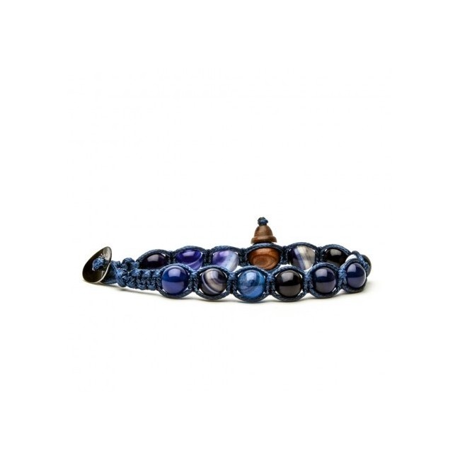 Bracciale Tamashii Agata blu notte cordino blu novità - BLUES900-216