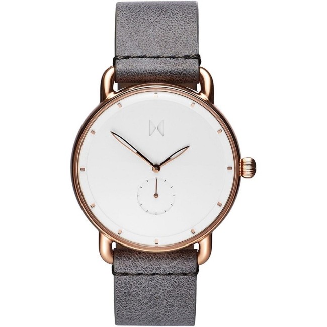 Watch MVMT Revolver Ghost quartz gray in white dial leather