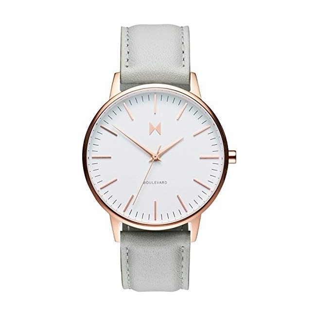 MVMT Boulevard Beverly-Uhr aus vintage Glyziniengrauem Leder