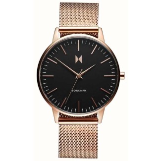 MVMT Boulevard Magnolia watch in Milanese vintage gold pink mesh