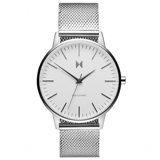 MVMT Boulevard Venice Uhr in Vintage Mesh Silber Mesh