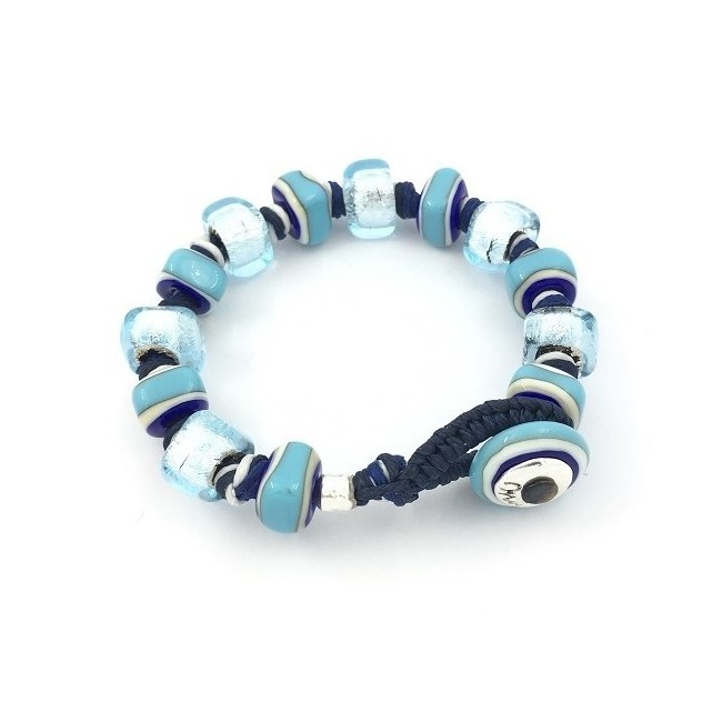 Bracciale Moi Unico con perle in vetro blu ed oro bianco