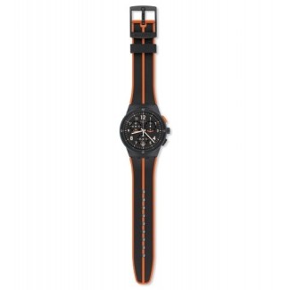 Swatch orologio Laserai crono nero arancio silicone - SUSA402