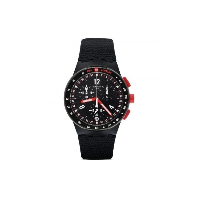 Swatch Watch Stand Hall chronograph black with red buttons - SUSB411