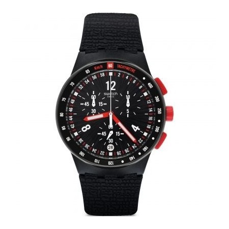 Swatch Watch Stand Hall chronograph black with red buttons - SUSB411