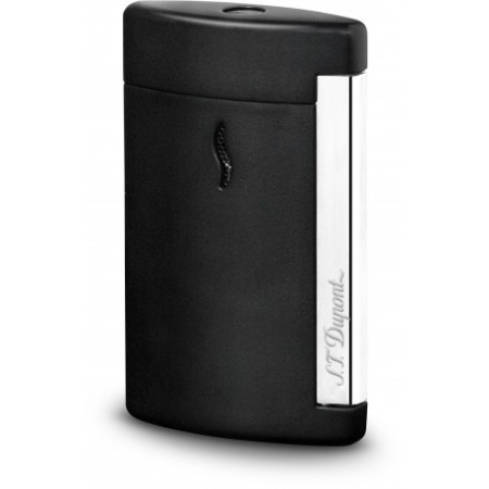 Dupont Feuerzeug Minijet verchromt schwarz matt graviertes Logo - 010503