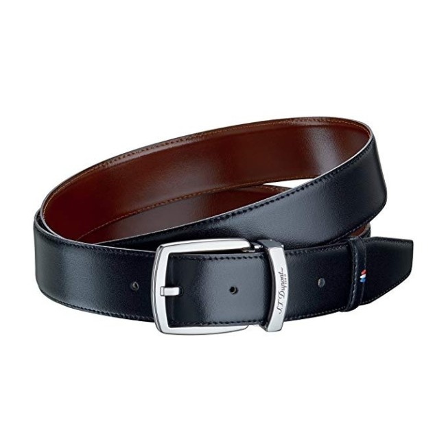 Cintura uomo Dupont pelle lucida nero e cognac doubleface - 8210153