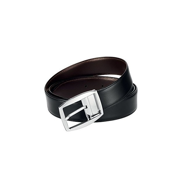 Dupont leather belt shiny black and dark brown doubleface - 9470120