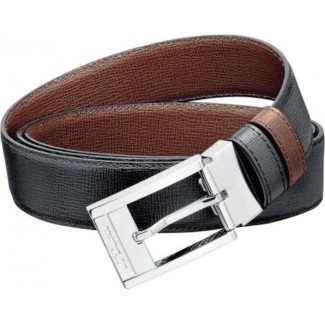 Cintura uomo Dupont pelle motivo invecchiato nero marrane doubleface