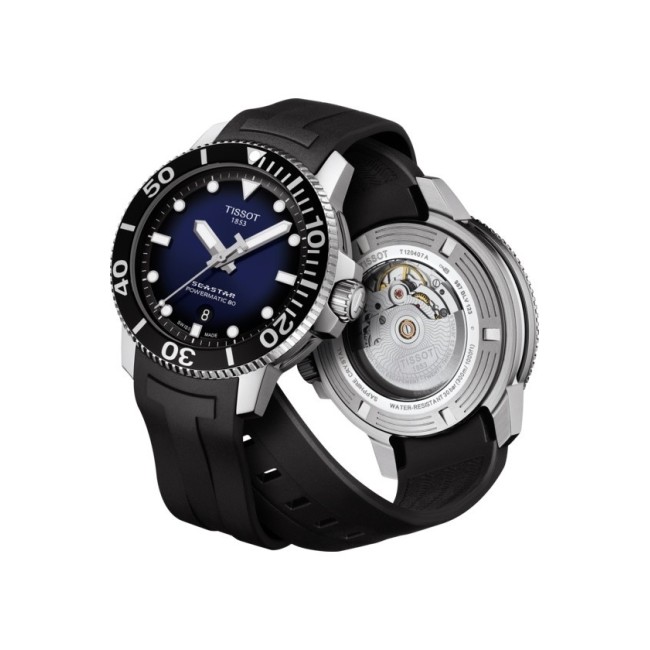 Tissot Seastar Powermatic blaue Gummiuhr T1204071704100