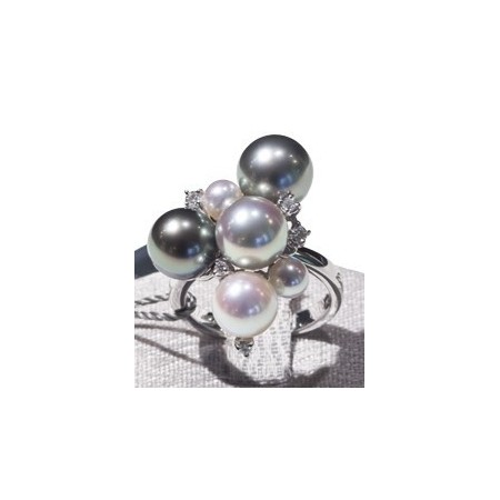 Ring mit multicolor Perlen und Diamanten-20018654