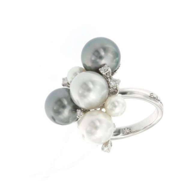 Ring mit multicolor Perlen und Diamanten-20018654