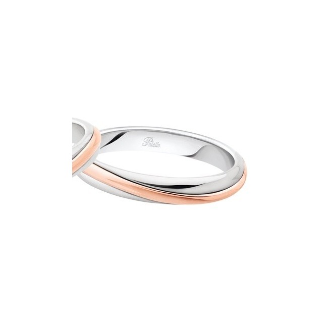 Polello Alba d'Amore Trauring in Roségold und Weißgold