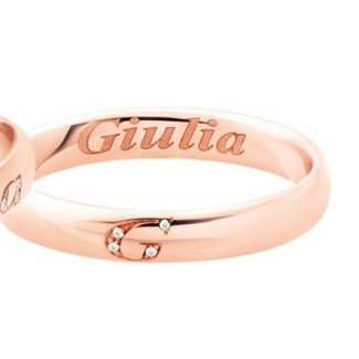 Fede Polello Lettera D'amore in oro rosa e diamanti