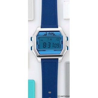 I AM blue and silver digital man watch with blue strap