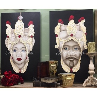 Gemälde Testa di Moro von Art Maiora, Paar Mann Frau rot 2