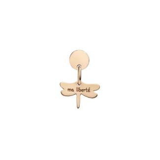 Queriot Ma Liberté earring in pink gold with dragonfly