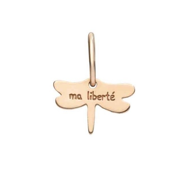 Micro pendant Queriot But Liberté dragonfly rose gold