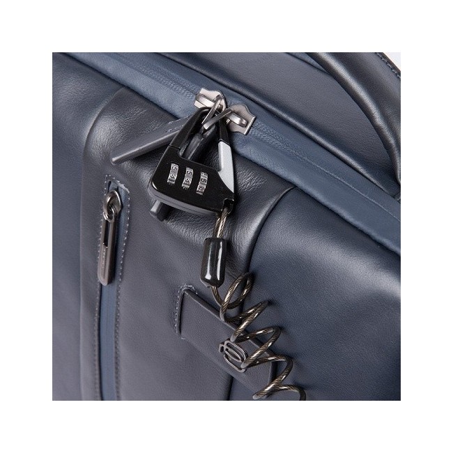 Piquadro Urban backpack pc case with blue anti-theft cable