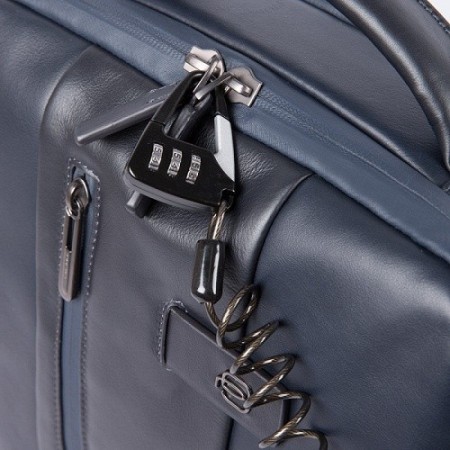 Piquadro Urban Rucksack-PC-Tasche mit blauem Diebstahlschutzkabel