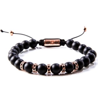 Gerba man woman black matte bracelet with cord - MATTE ROSE '