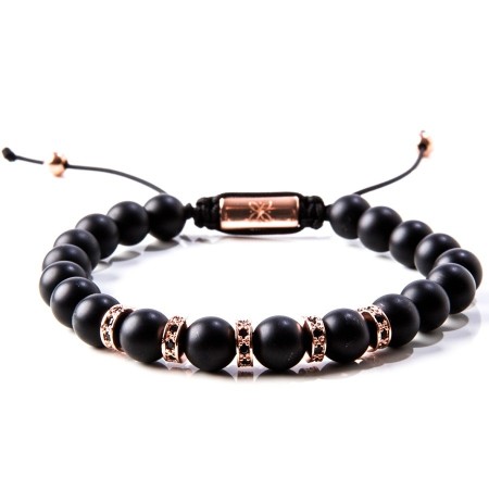 Gerba man woman black matte bracelet with cord - MATTE ROSE '