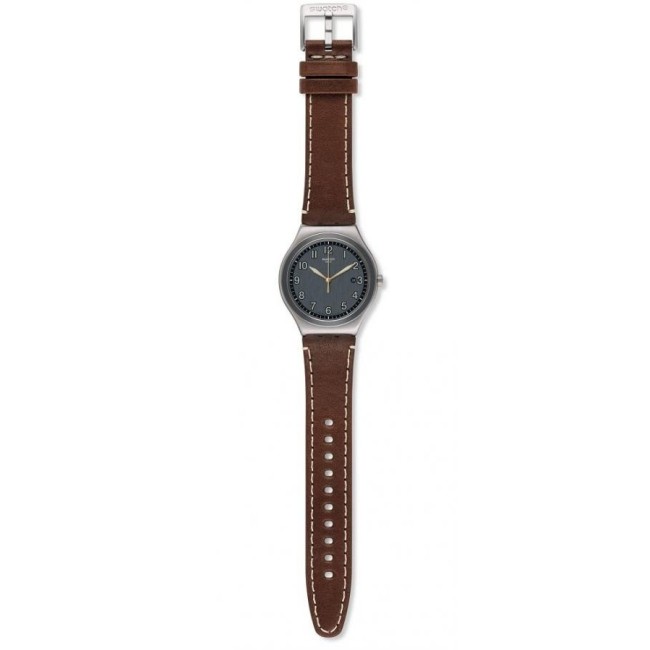 Swatch Man Brandy Uhr aus dunkelbraunem Leder - YMS445
