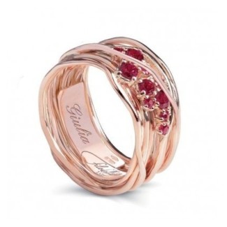 Ring Filodellavita Zehn, zehn Drähte aus 18 Karat Roségold und Rubinen - AN100RRB