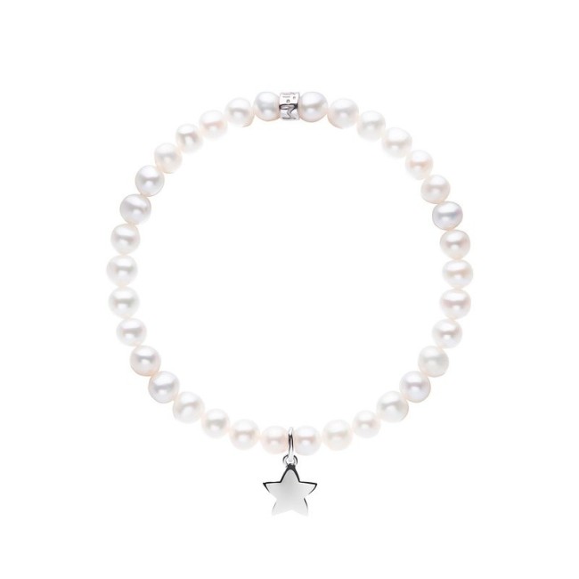 Elastic Mimì bracelet with white pearls and LARGE star
