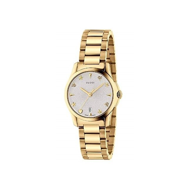 Gucci G-Timeless small gold Guilloche watch YA126576A