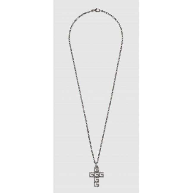 Gucci Halskette mit G Quadro Silberkreuz - YBB552395001