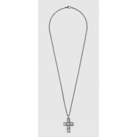 Collana Gucci con croce G Quadro in argento - YBB552395001